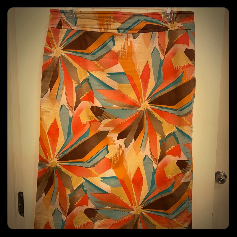 Sunny Leigh Multicolor Abstract Midi Skirt